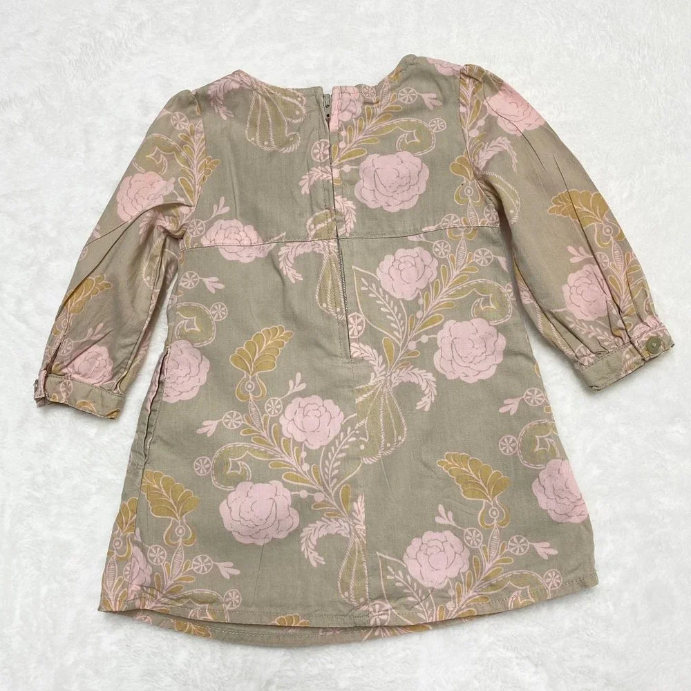 Old Navy minimal beige pink floral dress‎ 6-12